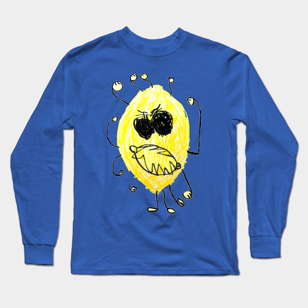 Crazy Angry Lemon Long Sleeve T-Shirt by AngryFruit